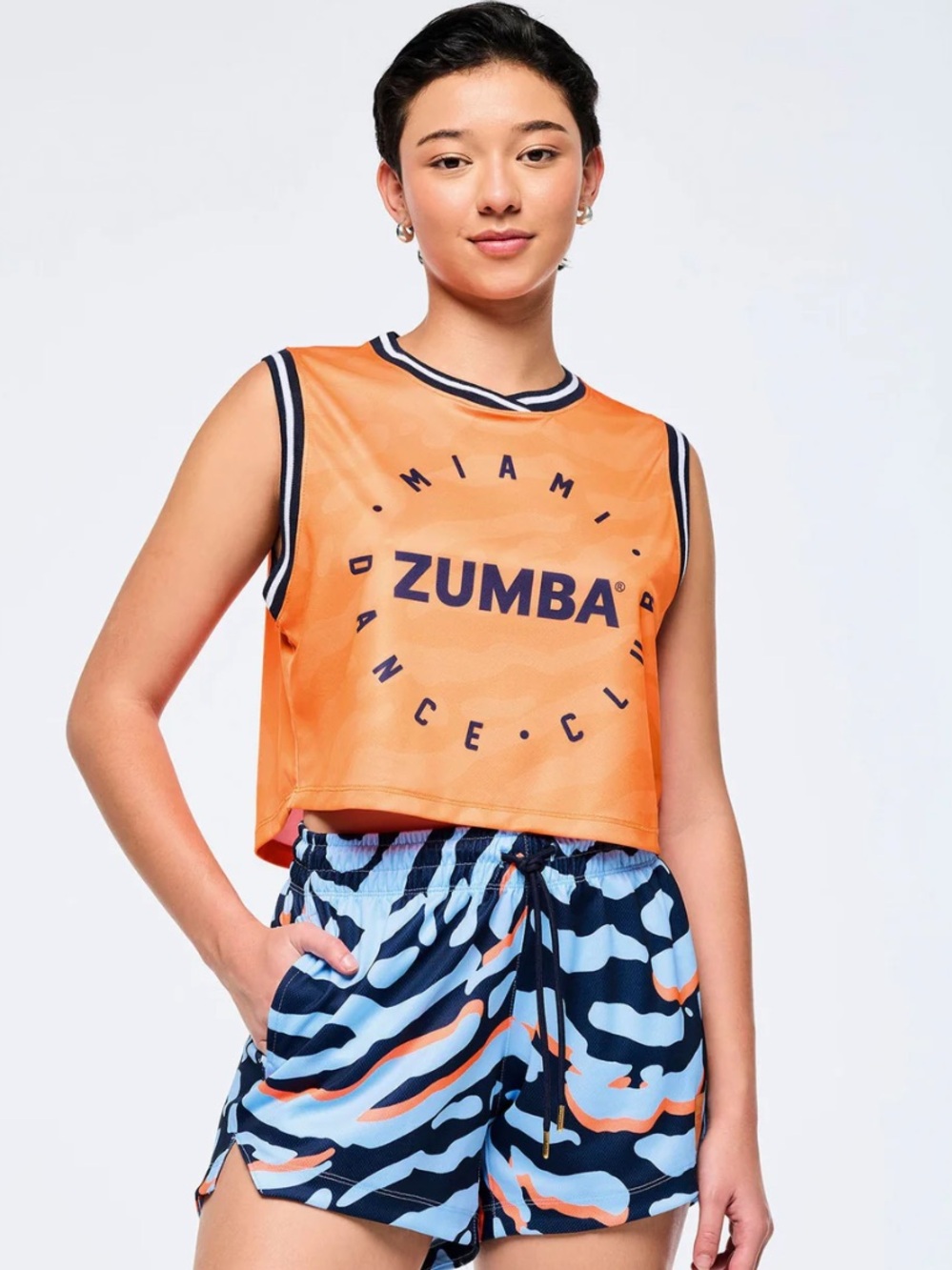 Zumba Victory Crop Loose Tank With Crossover Neck